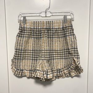 COPY - Ganni Seersucker Frilled Checked Mini Shorts